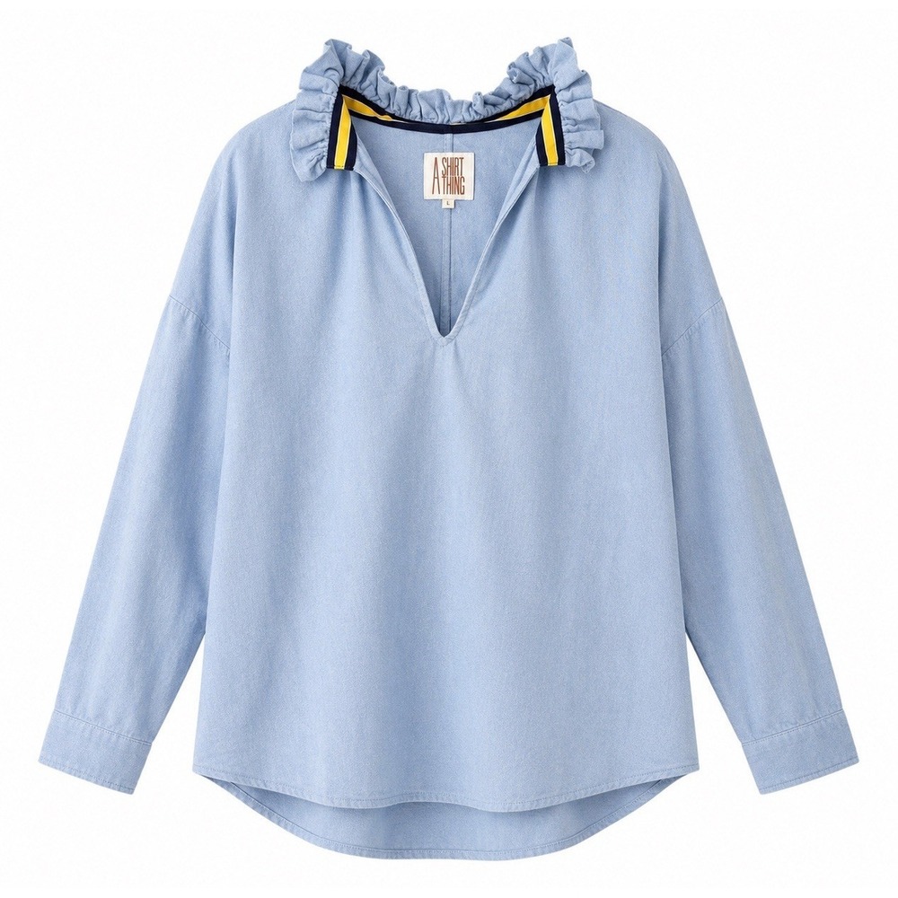 A Shirt Thing Flannel Shirt M Blue Penelope Preppy Academia Oversized Chic